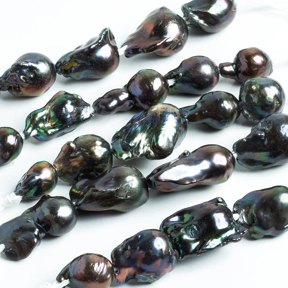 Peacock Ultra Baroque Large Hole Freshwater Pearls 5 inch 5 pieces - The Bead Traders