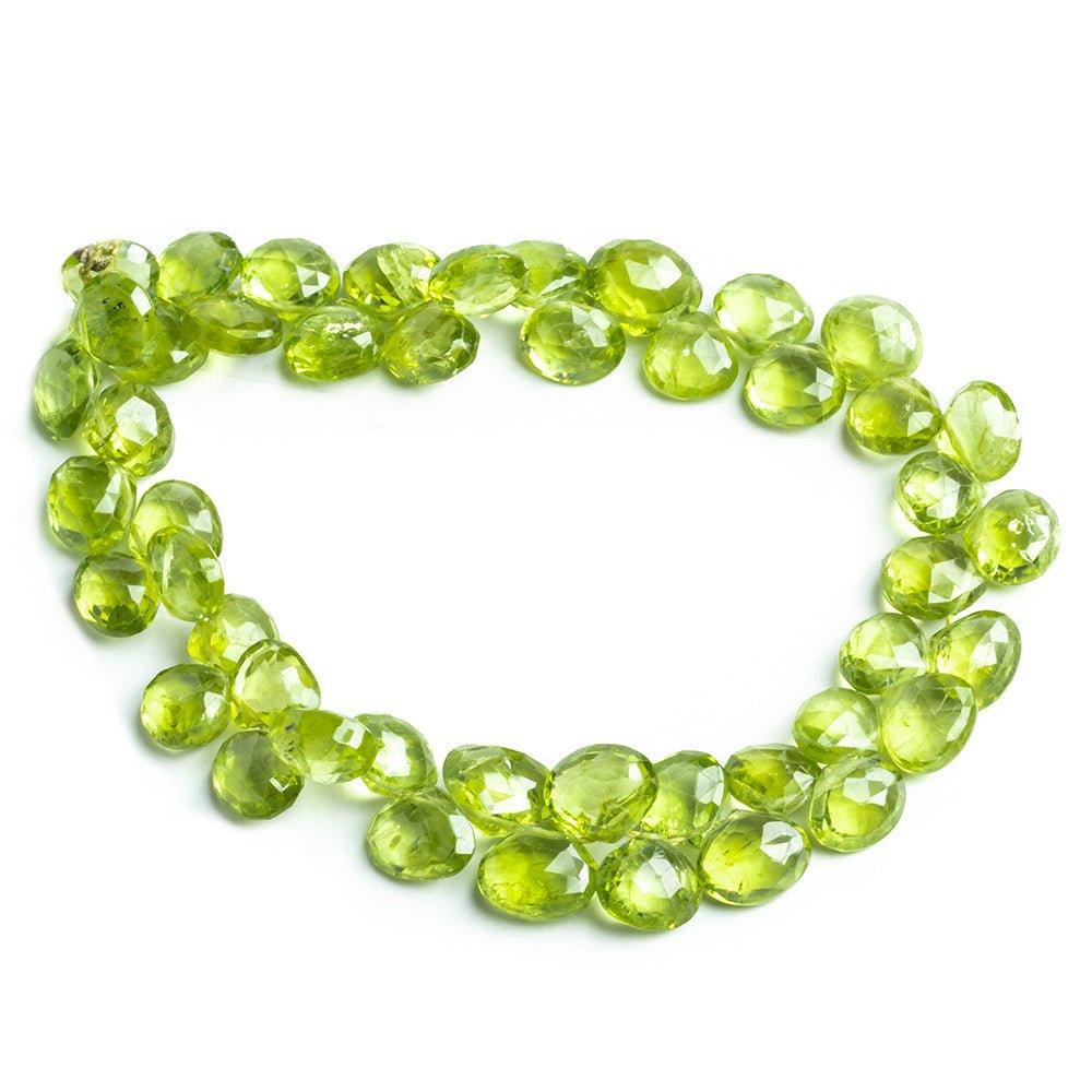 Peridot Faceted Heart Beads 8 inch 45 pieces - The Bead Traders