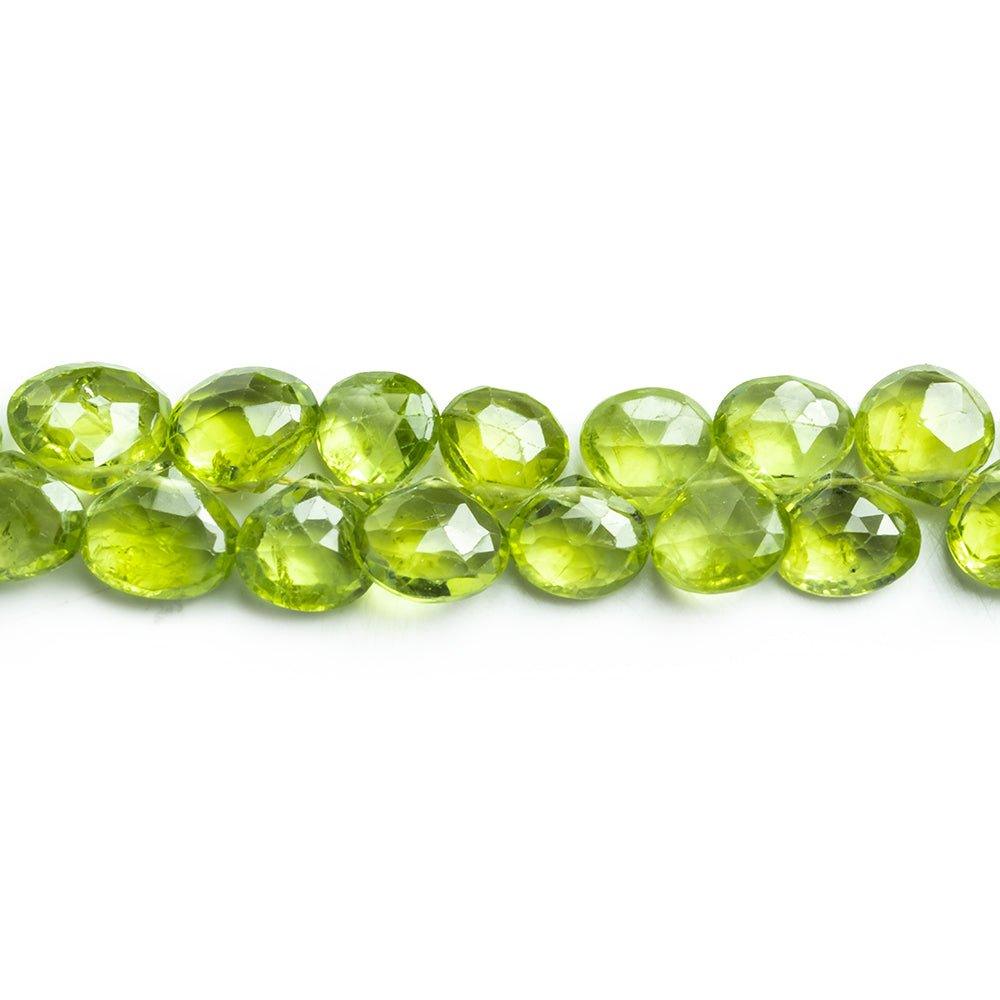 Peridot Faceted Heart Beads 8 inch 45 pieces - The Bead Traders