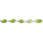 Peridot Faceted Oval Silver Chain by the Foot 25 pieces - The Bead Traders