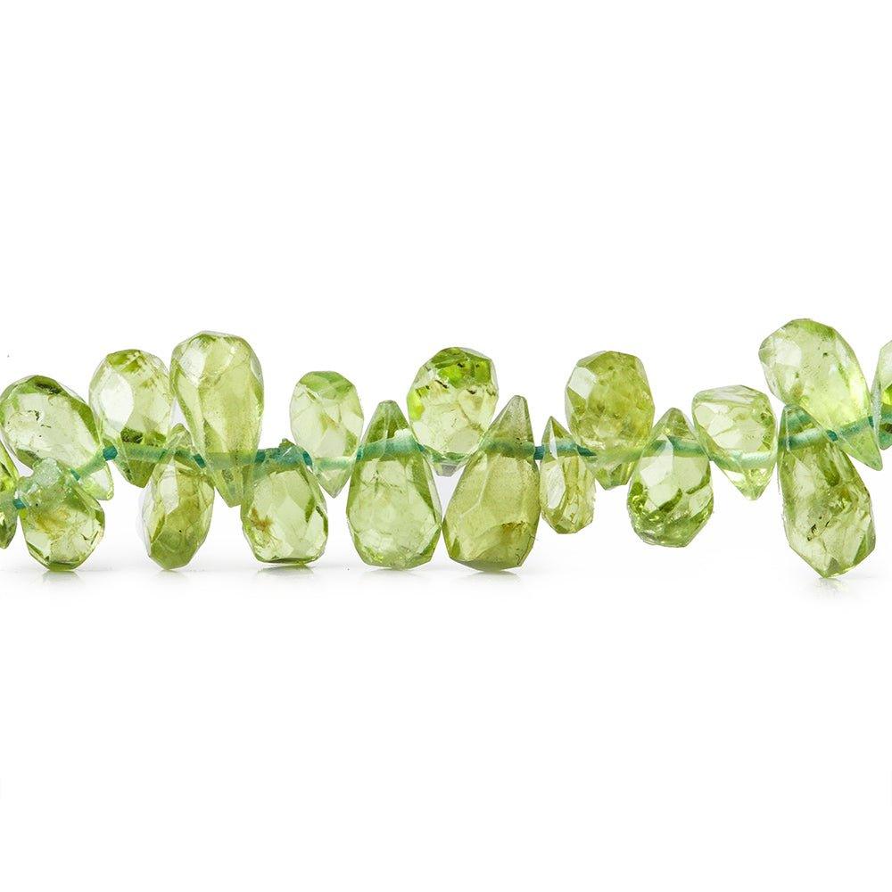 Peridot Faceted Tear Drop Beads , 4x3-7x3mm, 14.5" length, 175pcs - The Bead Traders