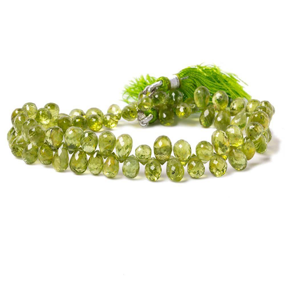 Peridot faceted Tear Drop beads 8 inch 71 pieces - The Bead Traders