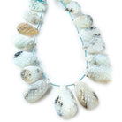 Peruvian Dendritic Opal Carved Pear Beads 7.5 inch 16 pieces - The Bead Traders