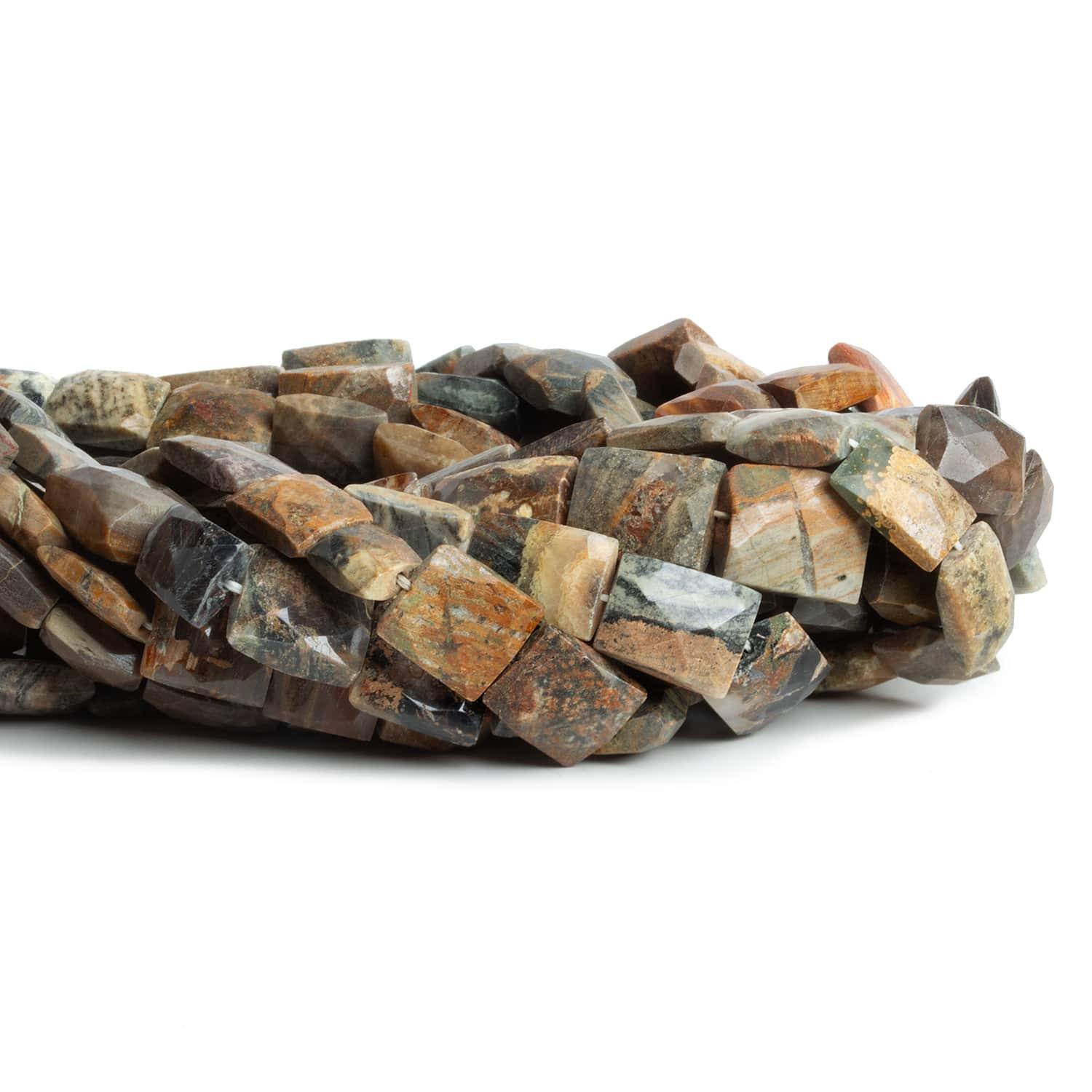 Petrified Wood Handcut Rectangles 15 inch 27 beads - The Bead Traders