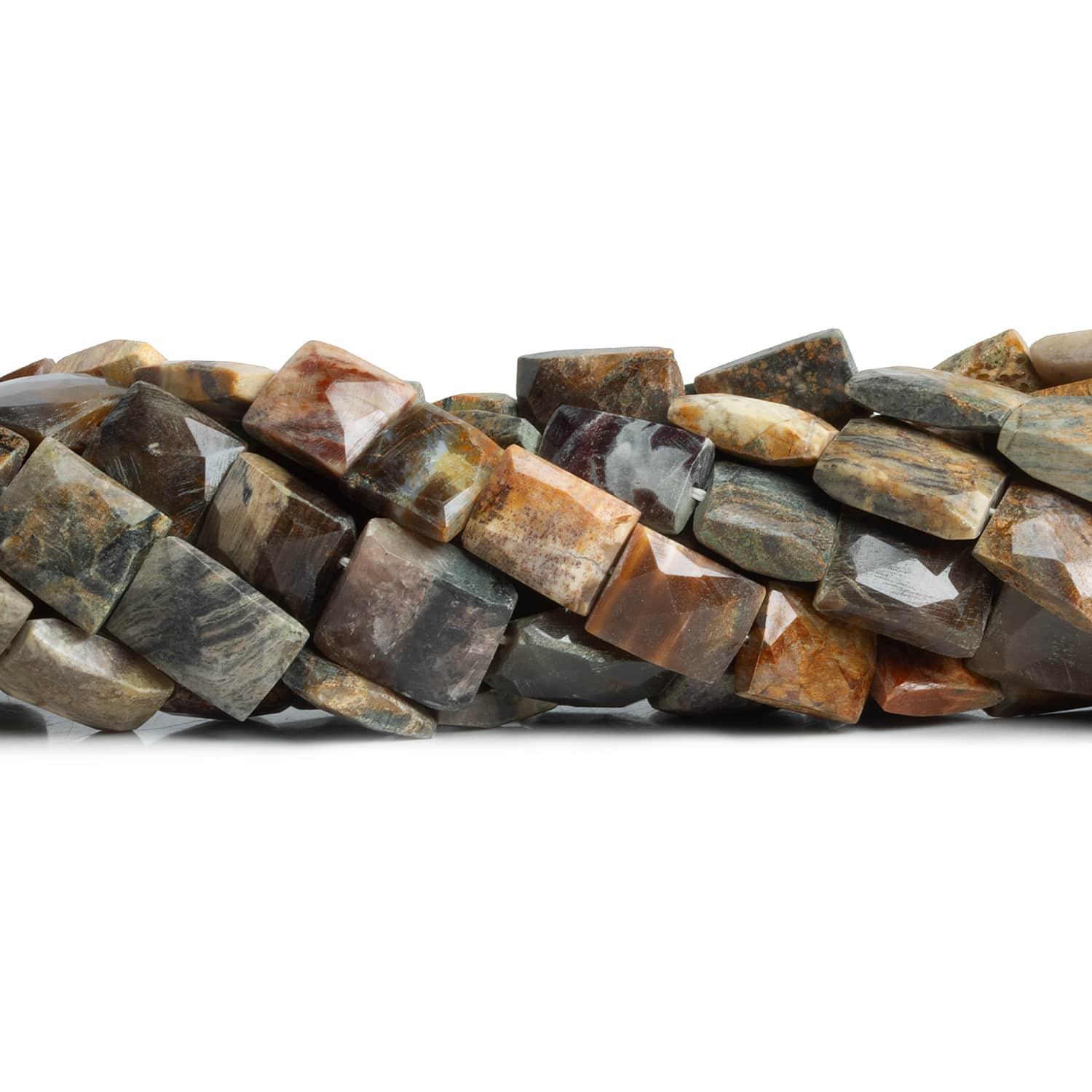 Petrified Wood Handcut Rectangles 15 inch 27 beads - The Bead Traders