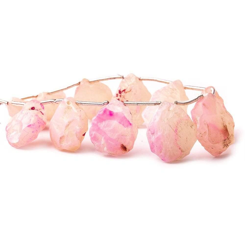 Pink Agate Beads Hammer Faceted Pear Beads 7 inch 11 pieces - The Bead Traders