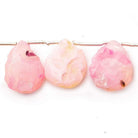 Pink Agate Beads Hammer Faceted Pear Beads 7 inch 11 pieces - The Bead Traders