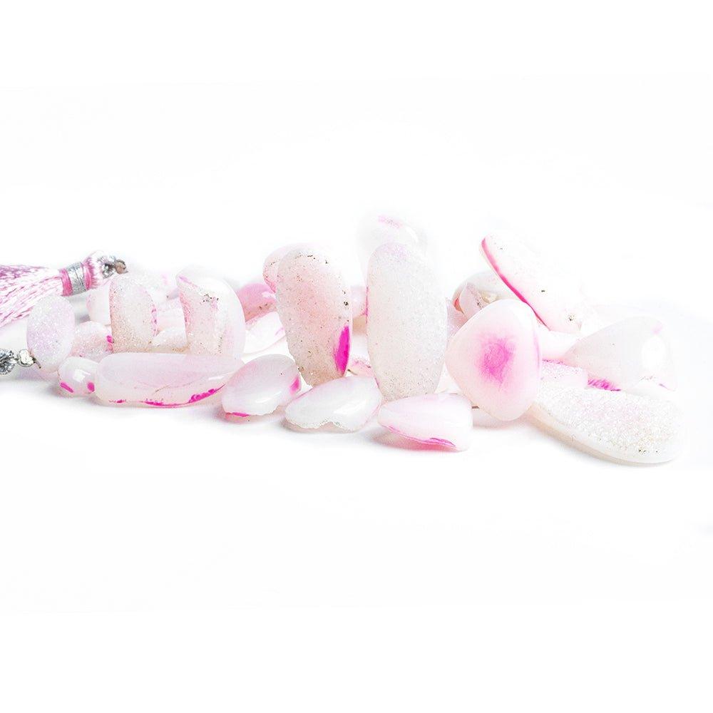 Pink Agate Drusy Nugget Beads 8 inch 32 pieces - The Bead Traders