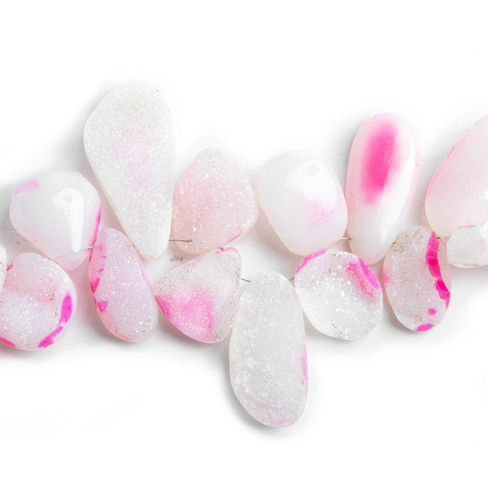 Pink Agate Drusy Nugget Beads 8 inch 32 pieces - The Bead Traders