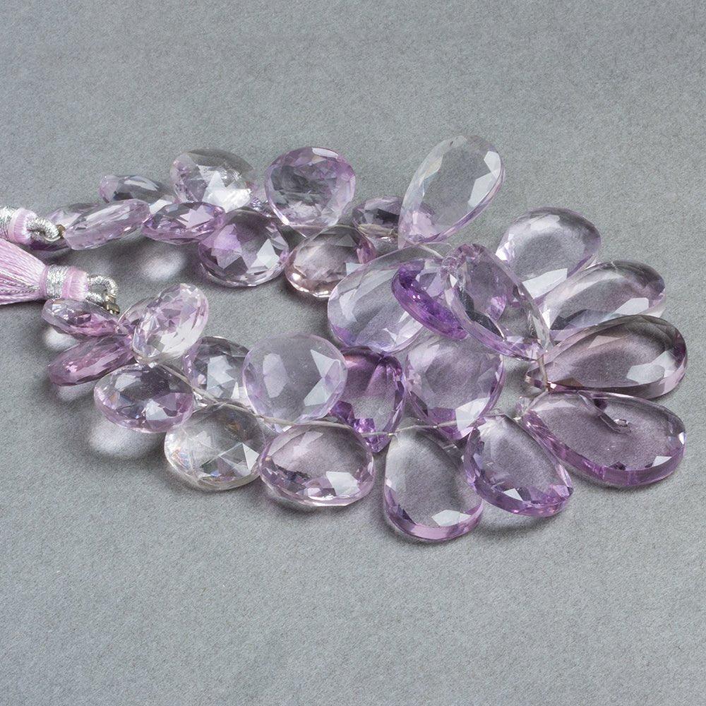 Pink Amethyst Faceted Pears & Hearts 7 inch 30 Beads - The Bead Traders