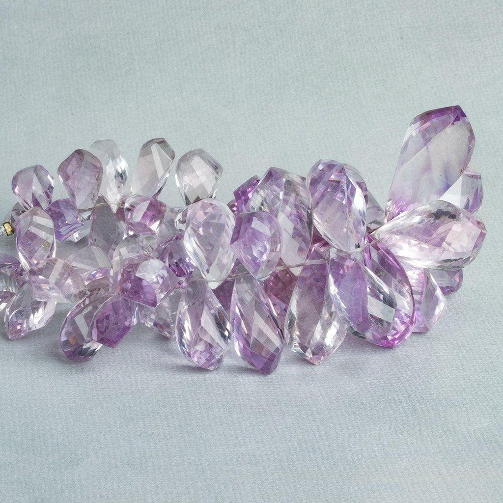 Pink Amethyst Faceted Twists 7.5 inch 58 beads - The Bead Traders