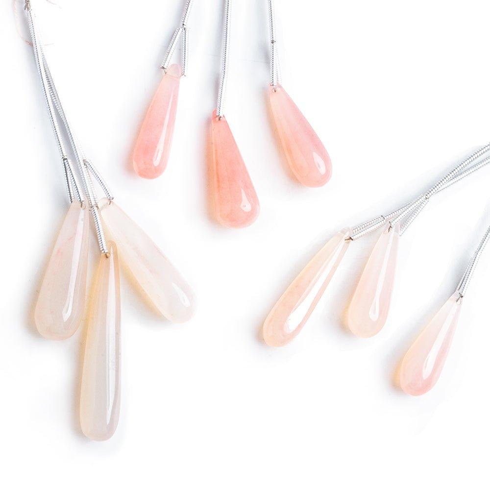 Pink Chalcedony Plain Teardrop Beads 3 Pieces - The Bead Traders