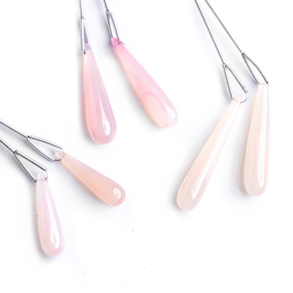 Pink Chalcedony Plain Teardrop Focal Beads 2 Pieces - The Bead Traders