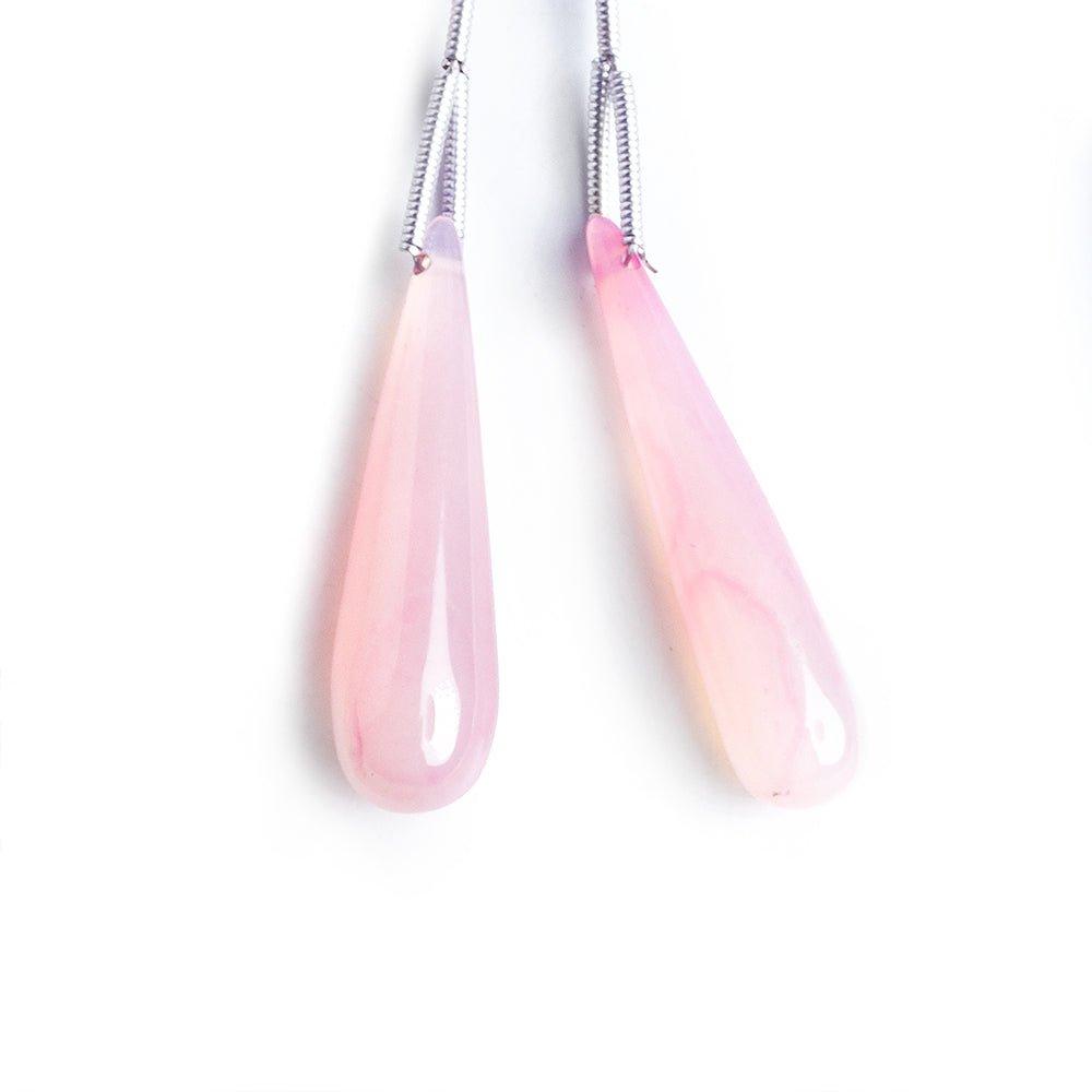 Pink Chalcedony Plain Teardrop Focal Beads 2 Pieces - The Bead Traders