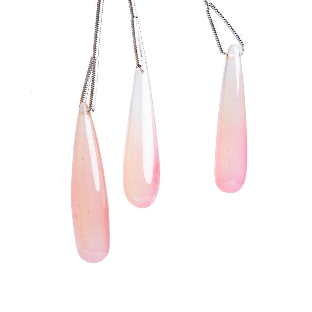 Pink Chalcedony Plain Teardrop Focal Beads 3 Pieces - The Bead Traders