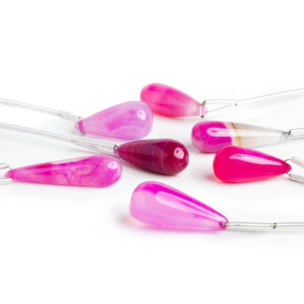 Pink Chalcedony Teardrops - Lot of 7 - The Bead Traders