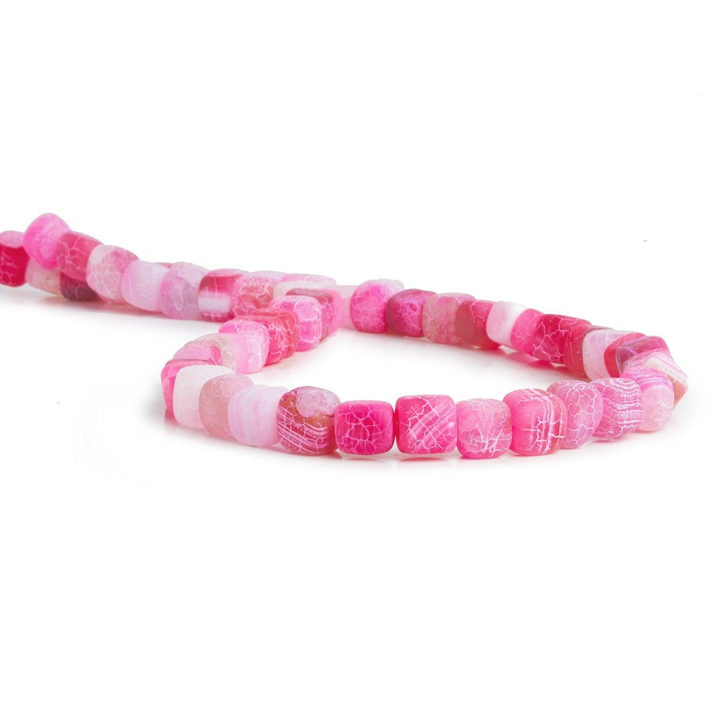 Pink Cracked Agate Plain Cubes 15 inch 50 pieces - The Bead Traders