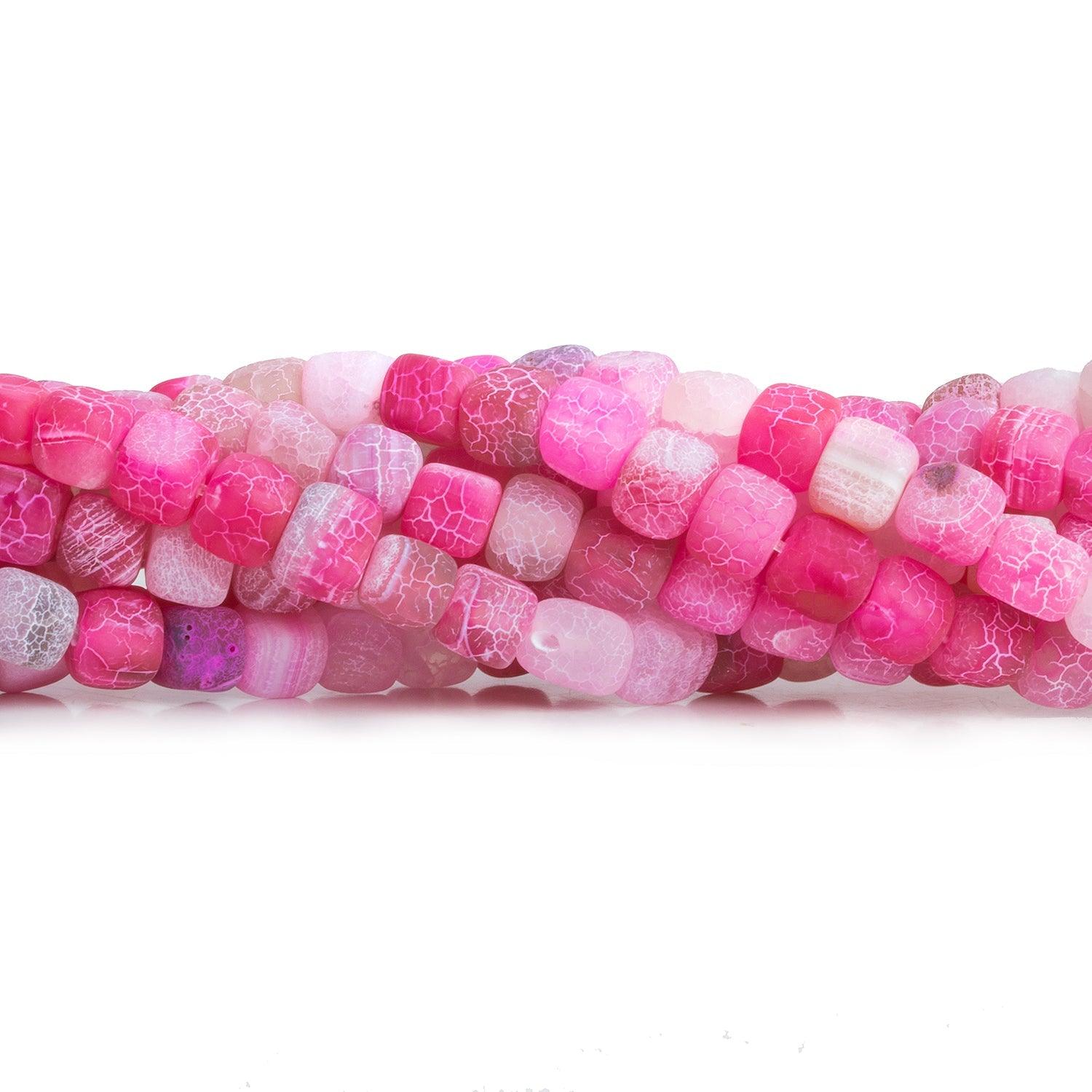 Pink Cracked Agate Plain Cubes 15 inch 50 pieces - The Bead Traders