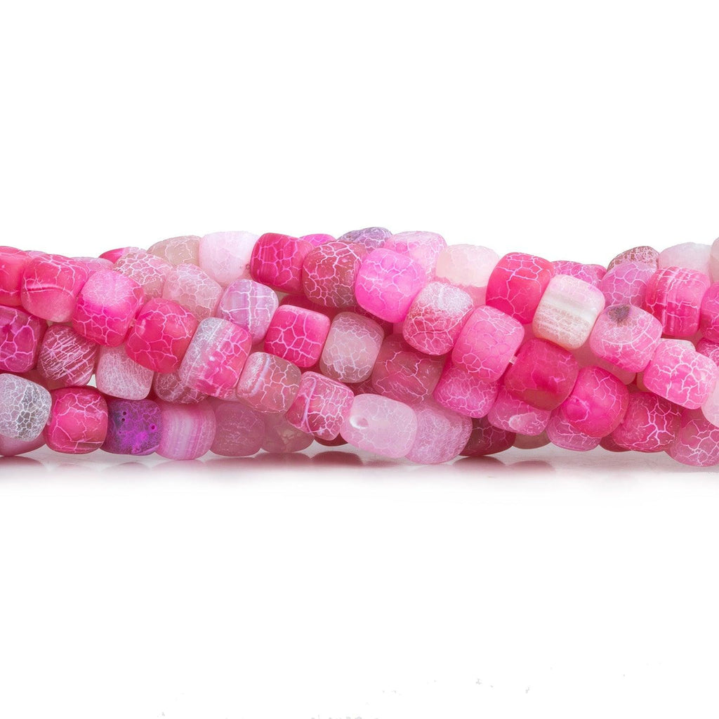 Pink Cracked Agate Plain Cubes 15 inch 50 pieces - The Bead Traders