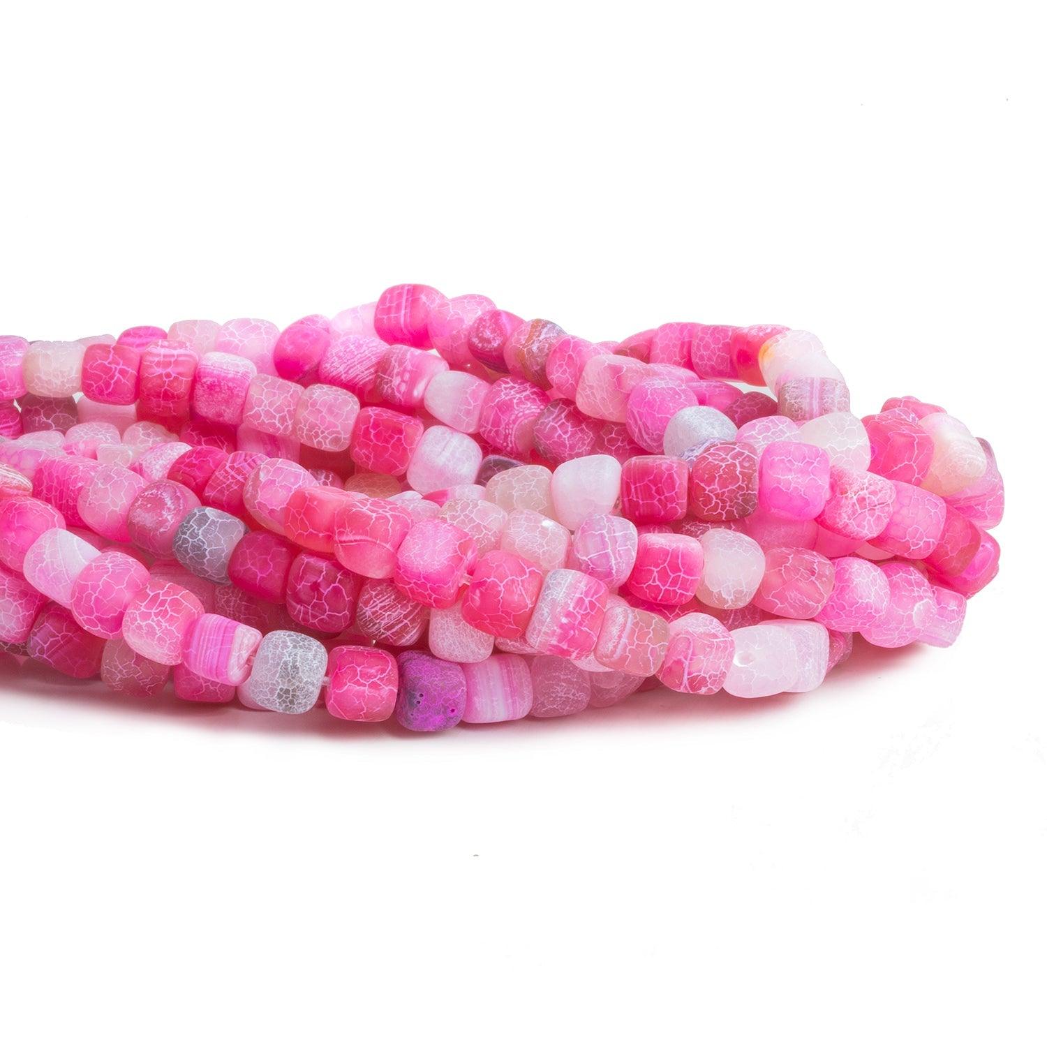 Pink Cracked Agate Plain Cubes 15 inch 50 pieces - The Bead Traders