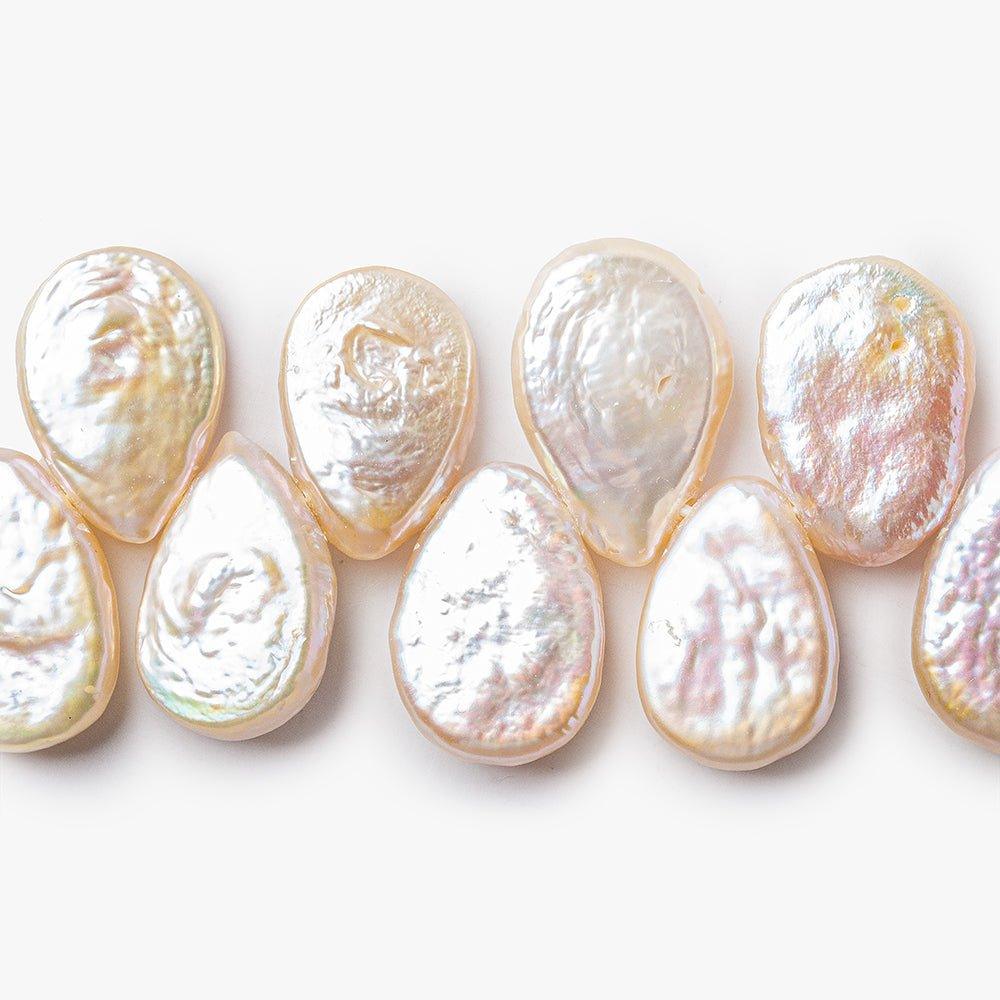Pink Ice Freshwater Pearls Top Drilled 12-15mm Flat Pears - The Bead Traders