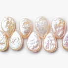 Pink Ice Freshwater Pearls Top Drilled 12-15mm Flat Pears - The Bead Traders