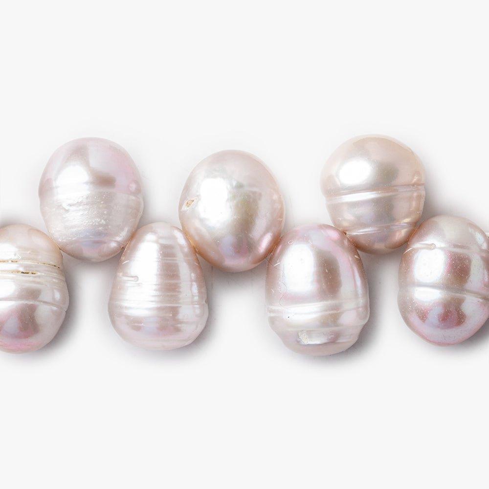 Pink Ice Top Drilled Ringed Baroque Freshwater Pearls 15 inch 9x9mm 60 beads - The Bead Traders