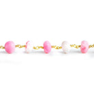 Pink Opal Rondelle Gold Chain by the Foot 26 pieces - The Bead Traders
