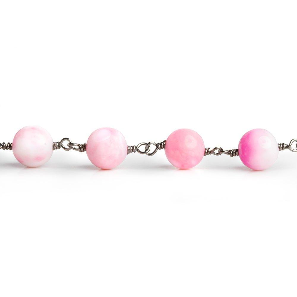 Pink Opal Round Black Gold Chain by the Foot 25 pieces - The Bead Traders