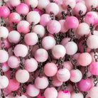Pink Opal Round Black Gold Chain by the Foot 25 pieces - The Bead Traders