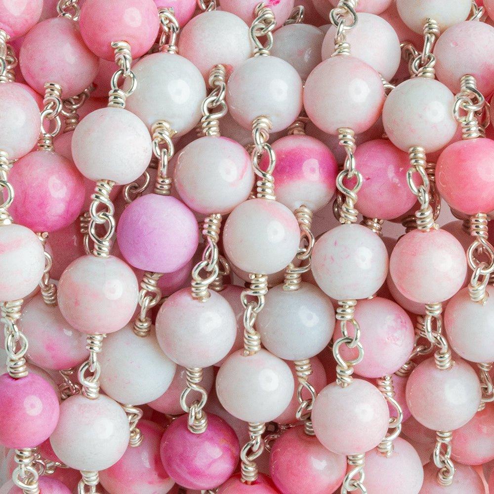 Pink Opal Round Silver Chain by the Foot 21 pieces - The Bead Traders