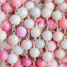 Pink Opal Round Silver Chain by the Foot 21 pieces - The Bead Traders