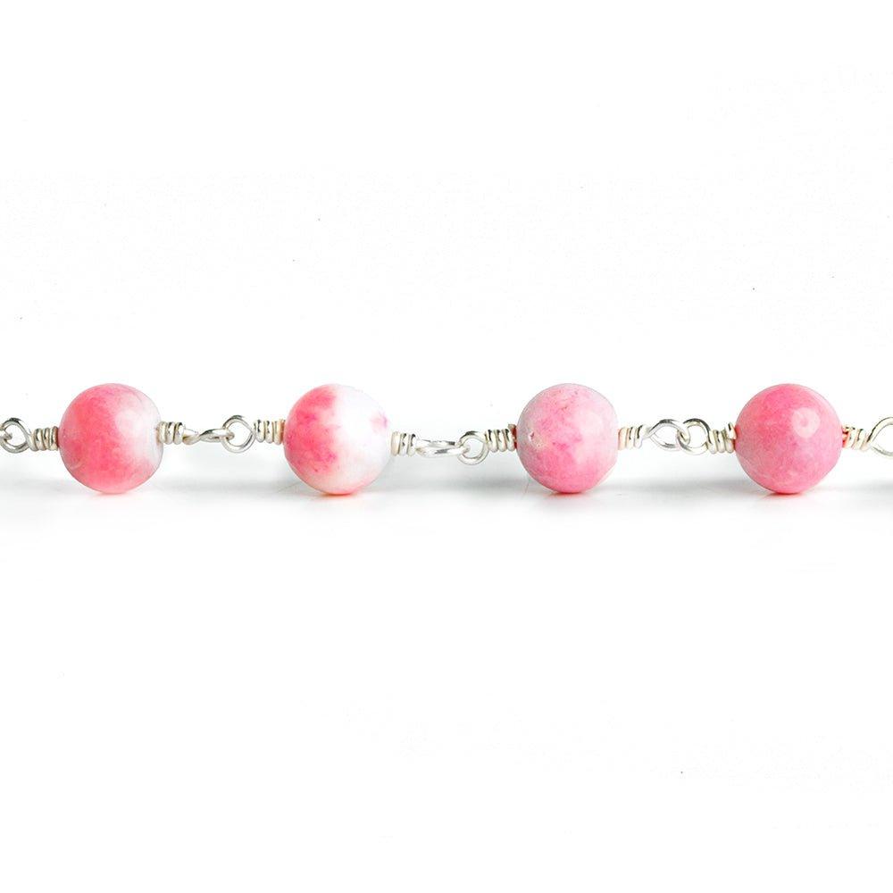 Pink Opal Round Silver Chain by the Foot 21 pieces - The Bead Traders