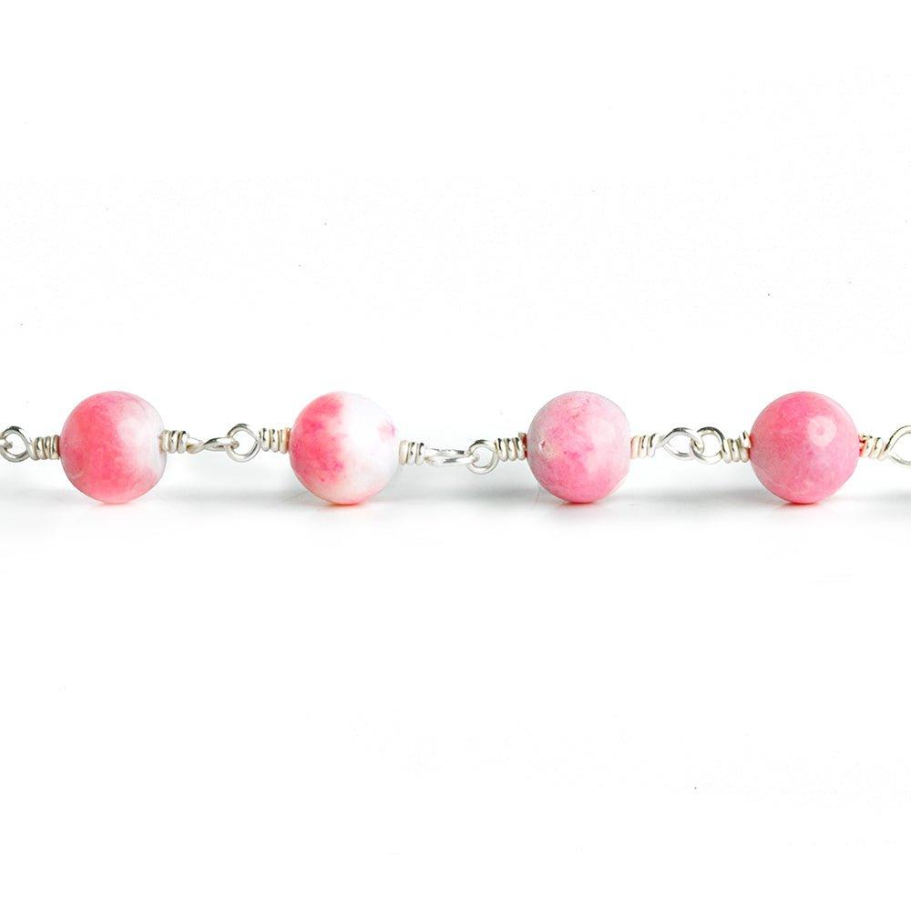 Pink Opal Round Silver Chain by the Foot 21 pieces - The Bead Traders