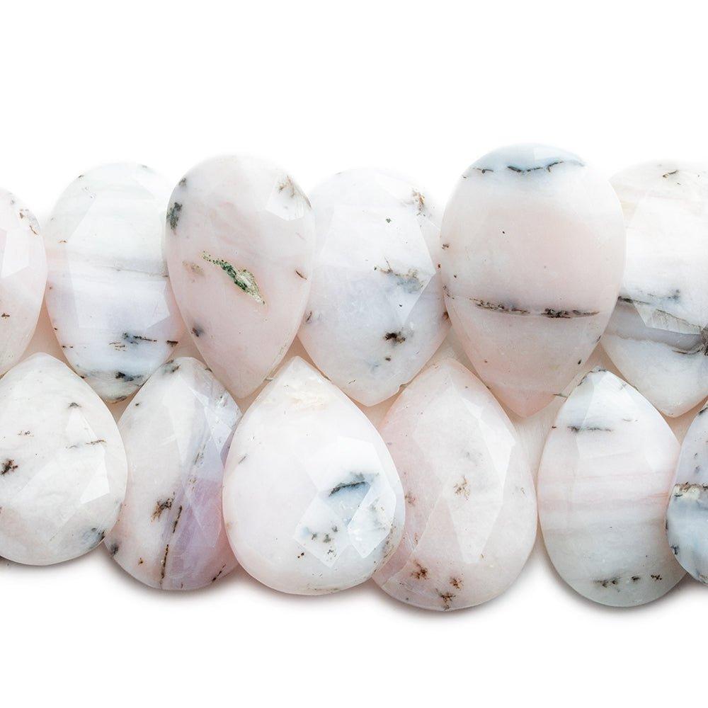Pink Peruvian Dendritic Opal Faceted Pear Beads 8 inch 30 pieces - The Bead Traders