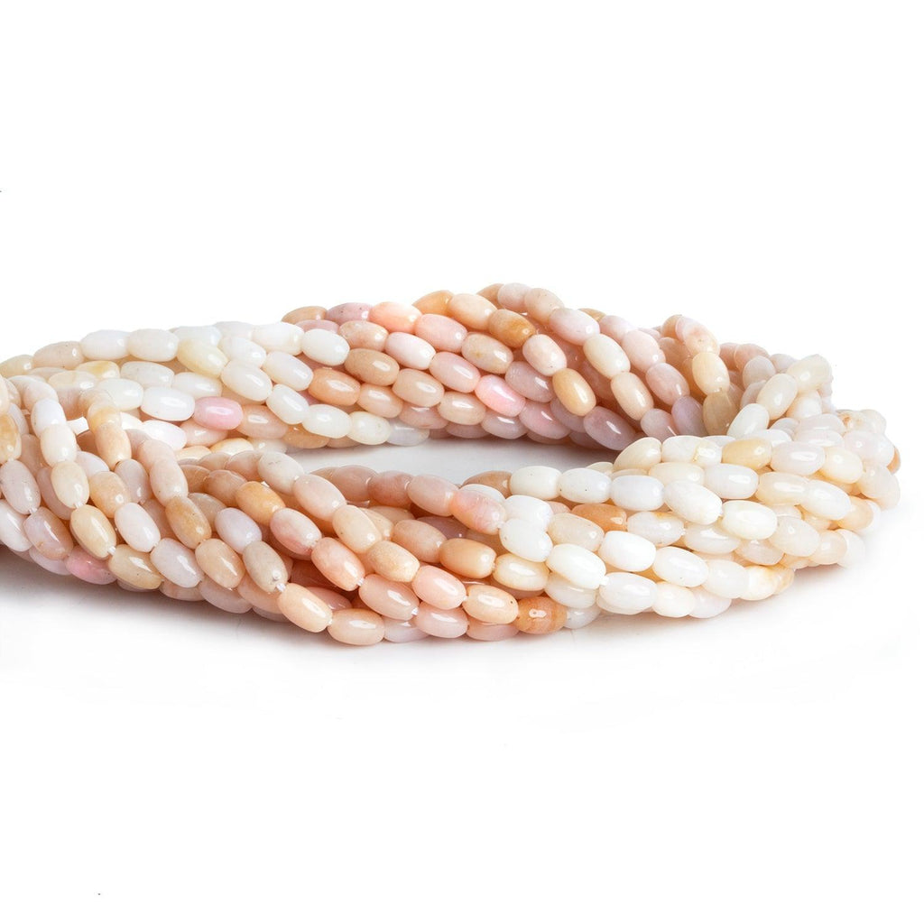 Pink Peruvian Opal Barrel Tubes 14 inch 65 beads - The Bead Traders