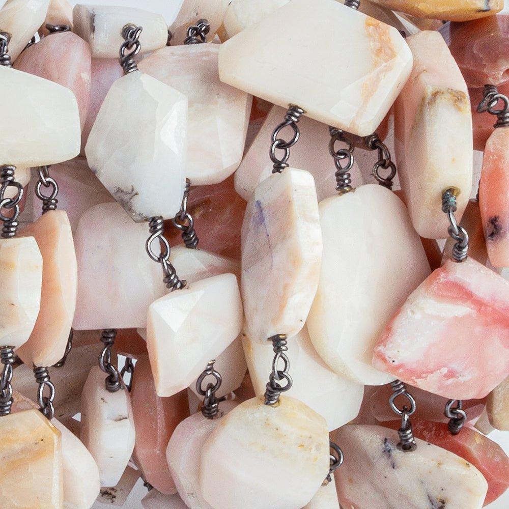 Pink Peruvian Opal faceted nugget Black Gold plated Chain by the foot 11x10mm - 14x11mm - The Bead Traders