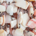 Pink Peruvian Opal faceted nugget Black Gold plated Chain by the foot 11x10mm - 14x11mm - The Bead Traders