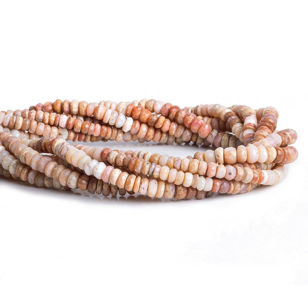 Pink Peruvian Opal Faceted Rondelle Beads 14 inch 130 pieces - The Bead Traders