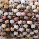 Pink Peruvian Opal faceted rondelle Black Gold Chain by the foot 30 pieces - The Bead Traders
