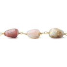 Pink Peruvian Opal plain nuggets Gold plated Chain by the foot - The Bead Traders