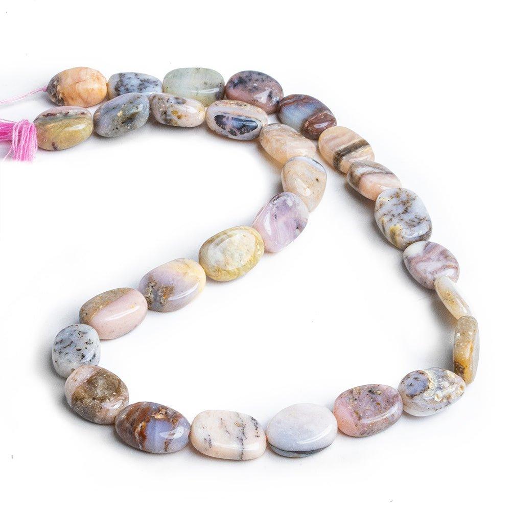 Pink Peruvian Opal Plain Oval Beads 15 inch 33 pieces - The Bead Traders