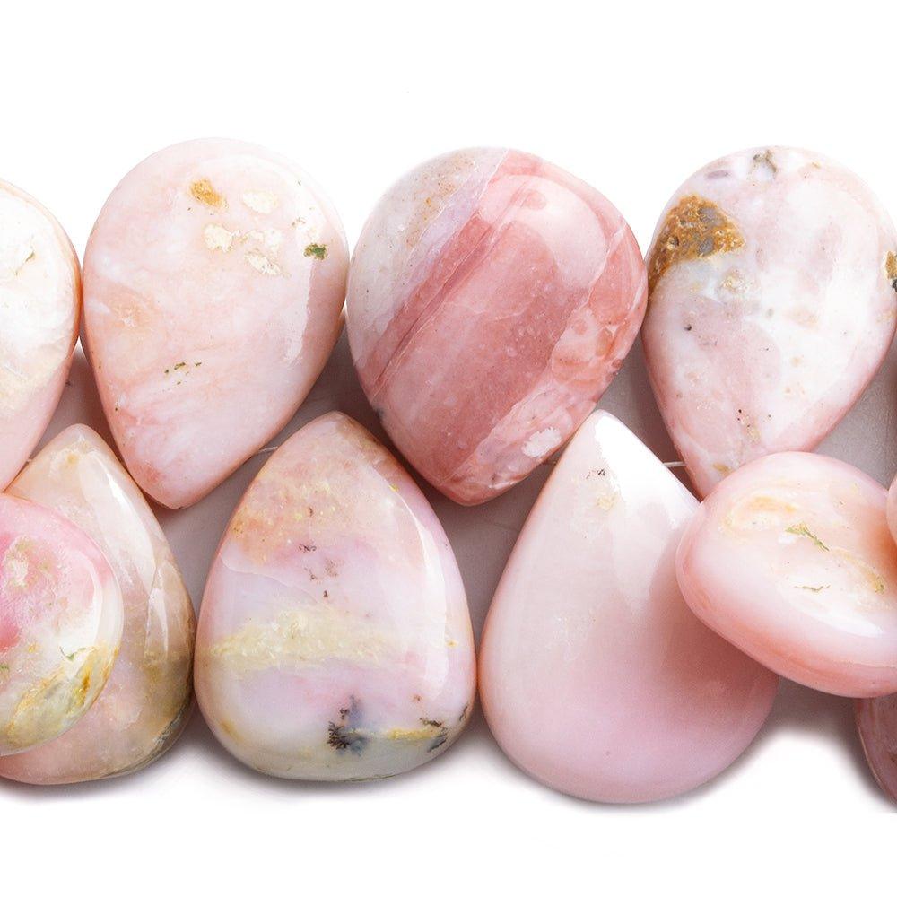 Pink Peruvian Opal Plain Pear Beads 8 inch 29 pieces - The Bead Traders