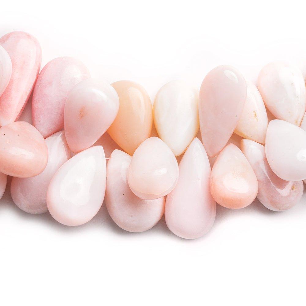 Pink Peruvian Opal Plain Pears 16 inch 97 beads 10x7mm - 29x17mm - The Bead Traders