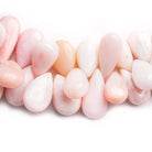 Pink Peruvian Opal Plain Pears 16 inch 97 beads 10x7mm - 29x17mm - The Bead Traders