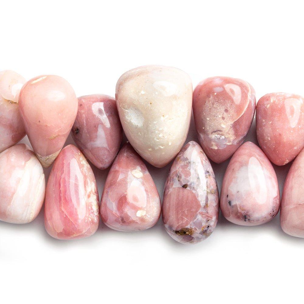 Pink Peruvian Opal plain teardrops 16 inch 92 beads 9x6mm - 24x18mm - The Bead Traders