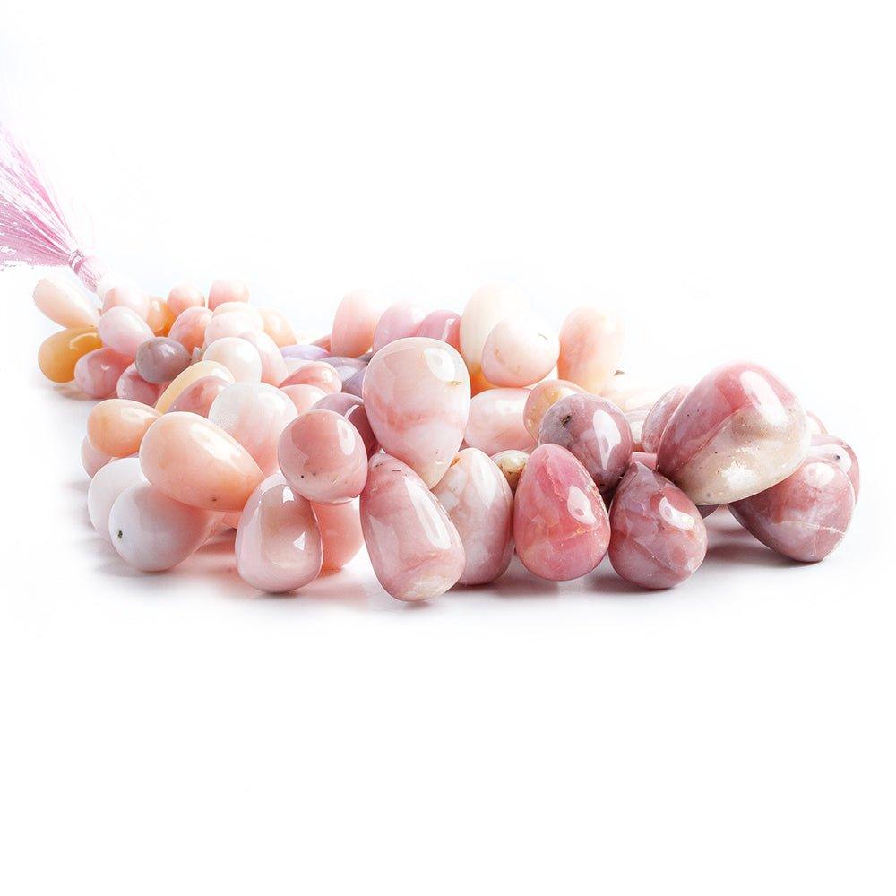 Pink Peruvian Opal plain teardrops 16 inch 92 beads 9x6mm - 24x18mm - The Bead Traders