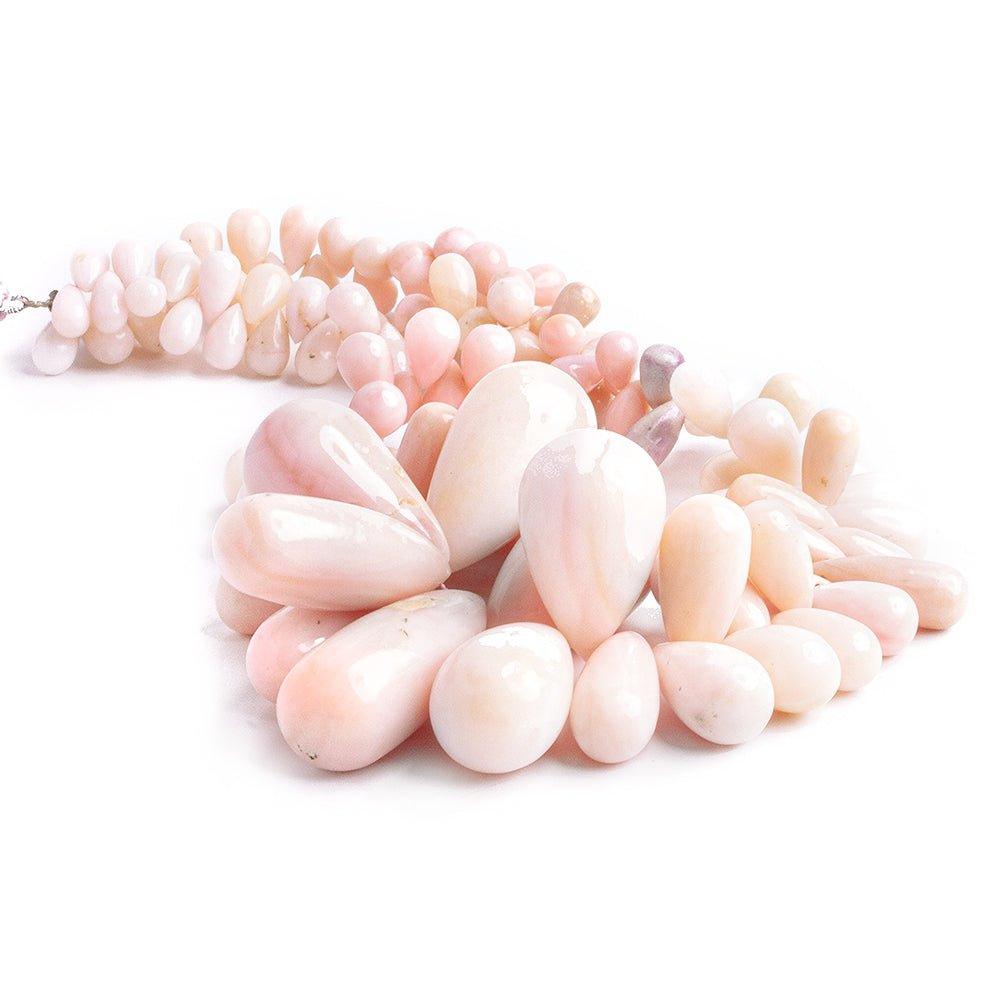 Pink Peruvian Opal plain teardrops 17 inch 119 beads 9x5mm - 36x14mm - The Bead Traders