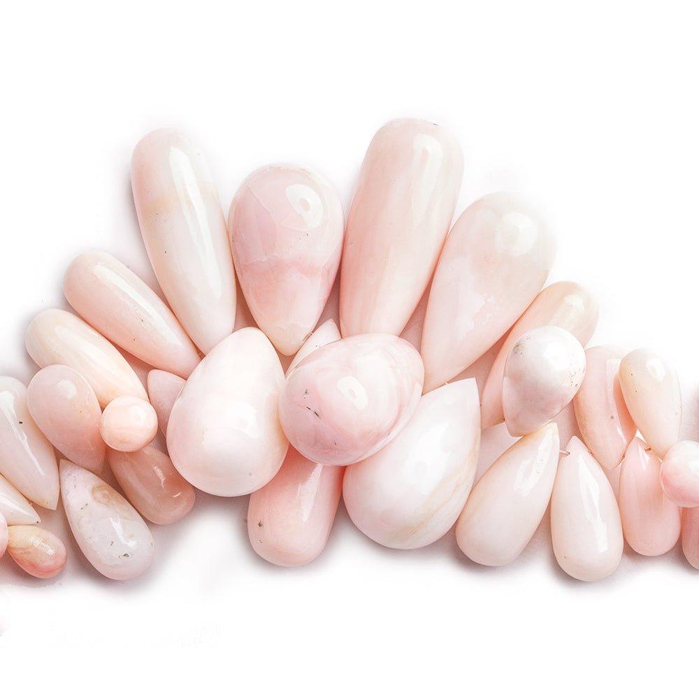 Pink Peruvian Opal plain teardrops 17 inch 119 beads 9x5mm - 36x14mm - The Bead Traders