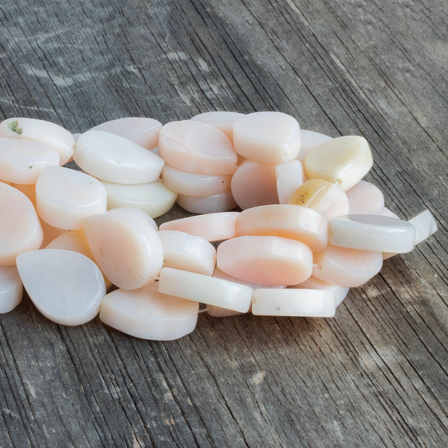 Pink Peruvian Opal Straight Drilled Plain Pear Beads, 20x15x6mm average, 21 pcs - The Bead Traders